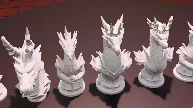 Dragon Themed Chess Set 3D print model