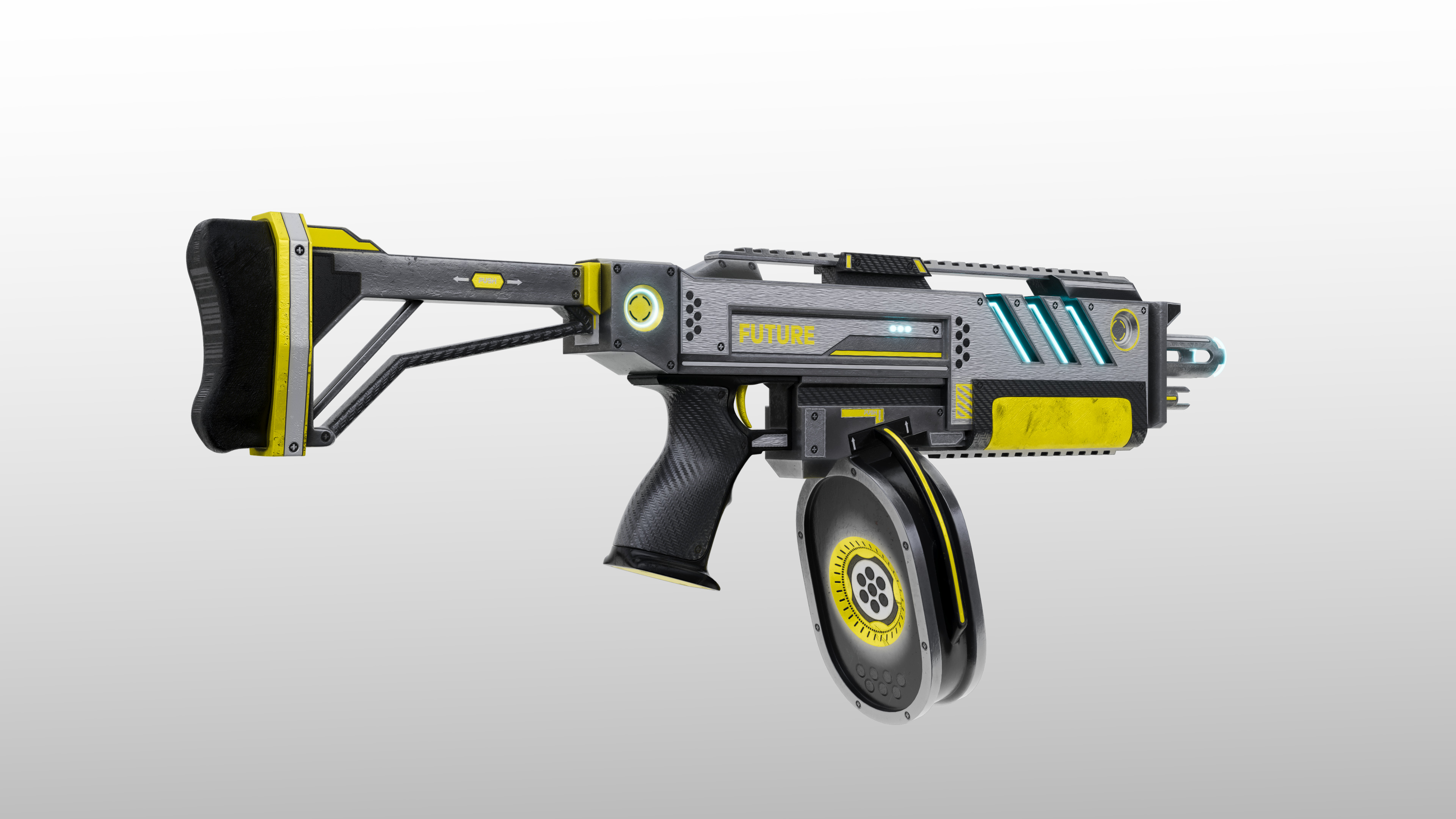 Sci-Fi Shotgun Low-poly 3D model_2