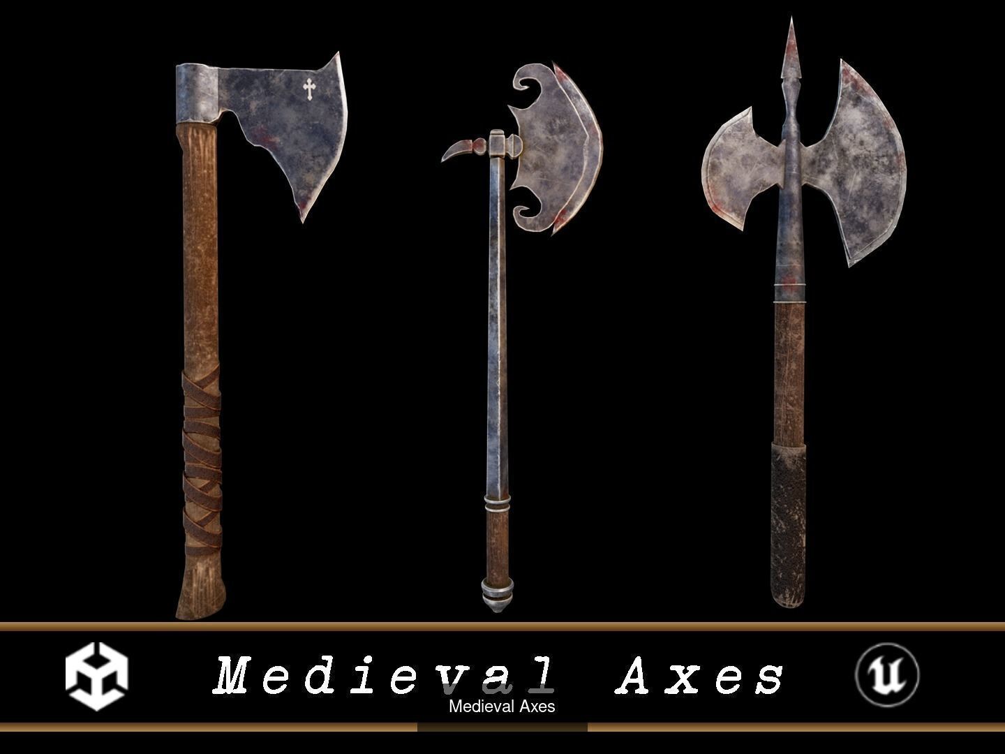 Medieval Axes Pack 3D Model Collection_5