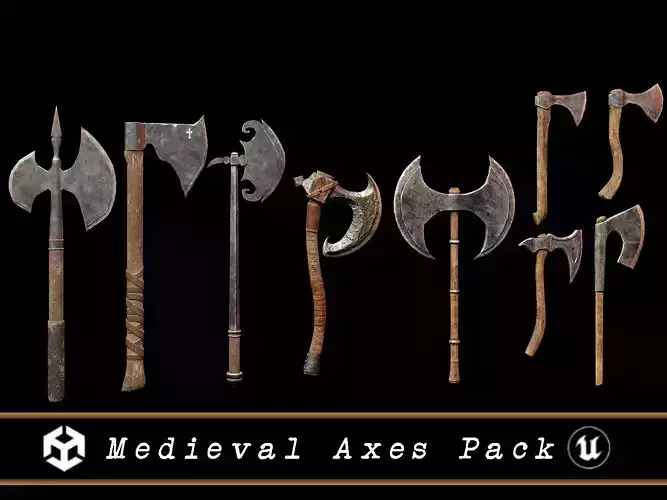 Medieval Axes Pack 3D Model Collection