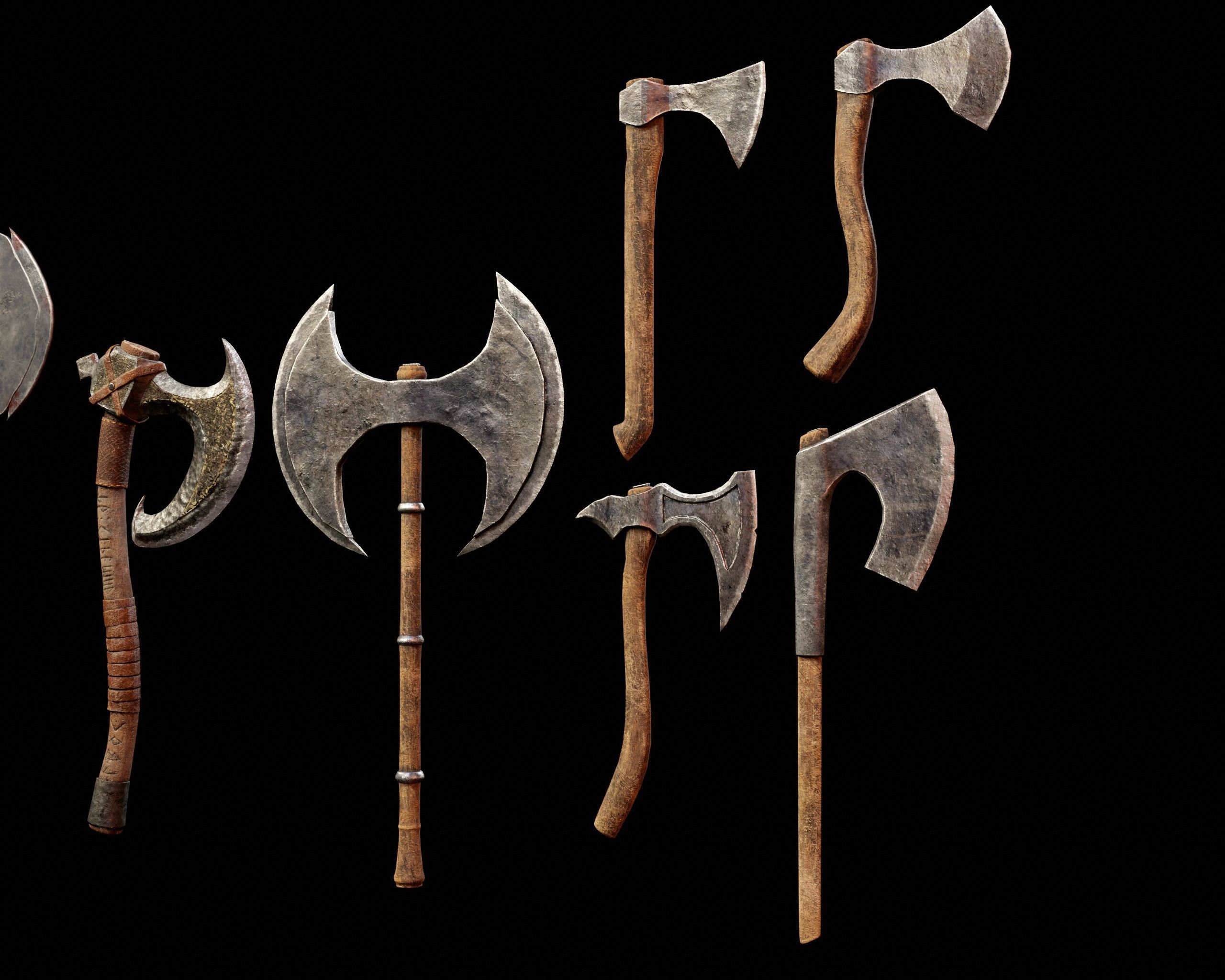Medieval Axes Pack 3D Model Collection_13