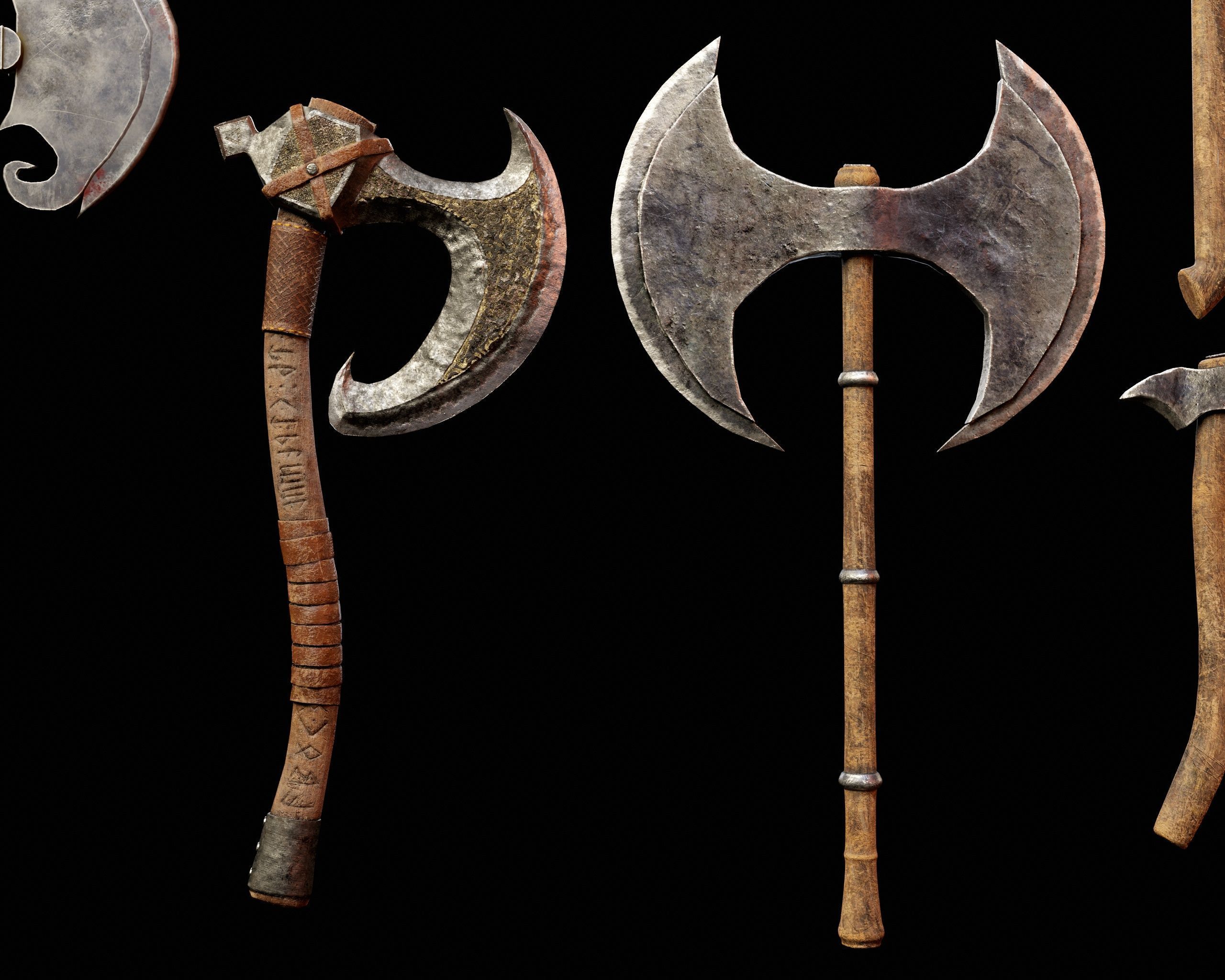 Medieval Axes Pack 3D Model Collection_11