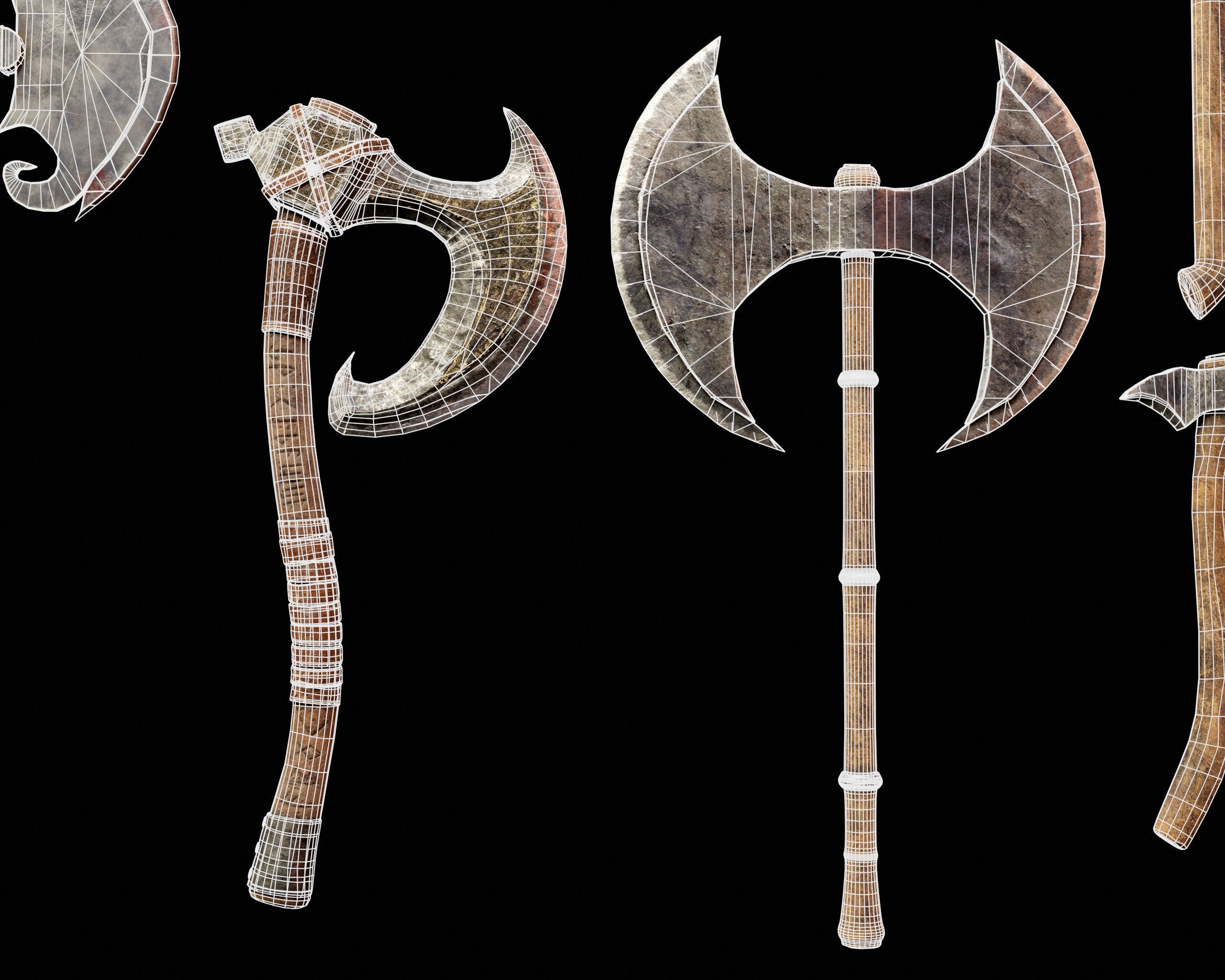 Medieval Axes Pack 3D Model Collection_12