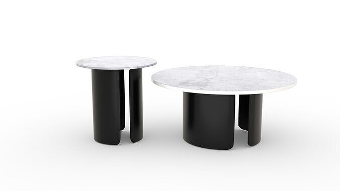 Modern Marble Coffee Table Set Low-poly 3D model