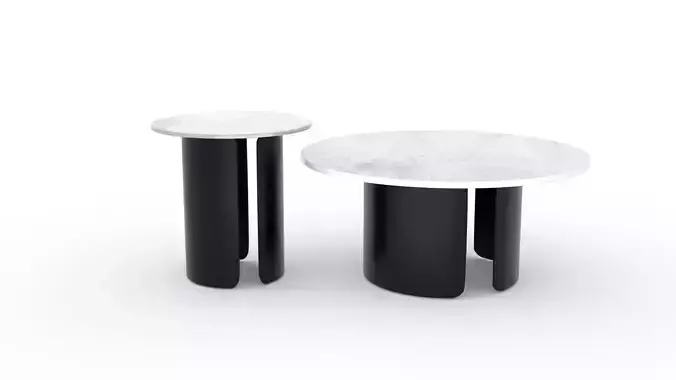 Modern Marble Coffee Table Set Low-poly 3D model