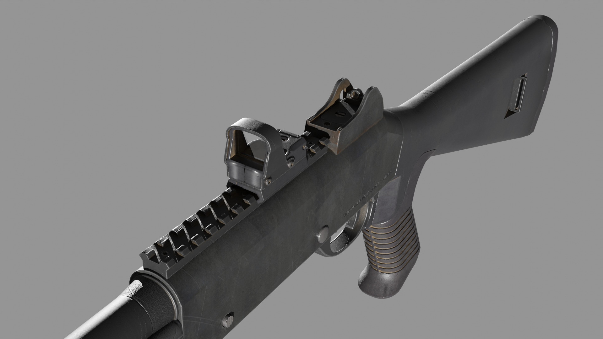 Benelli M4 Low-poly 3D model_4