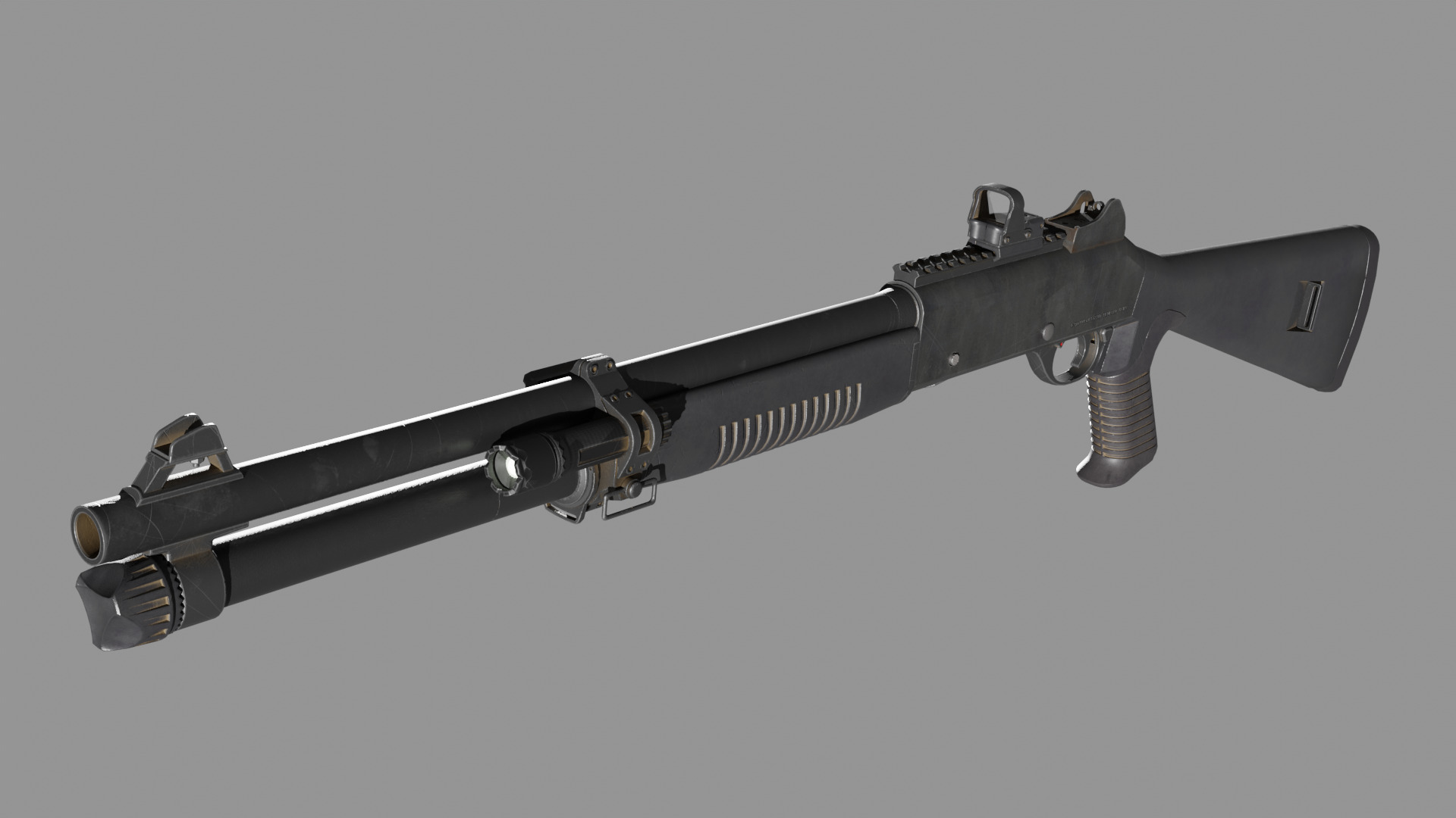 Benelli M4 Low-poly 3D model_2