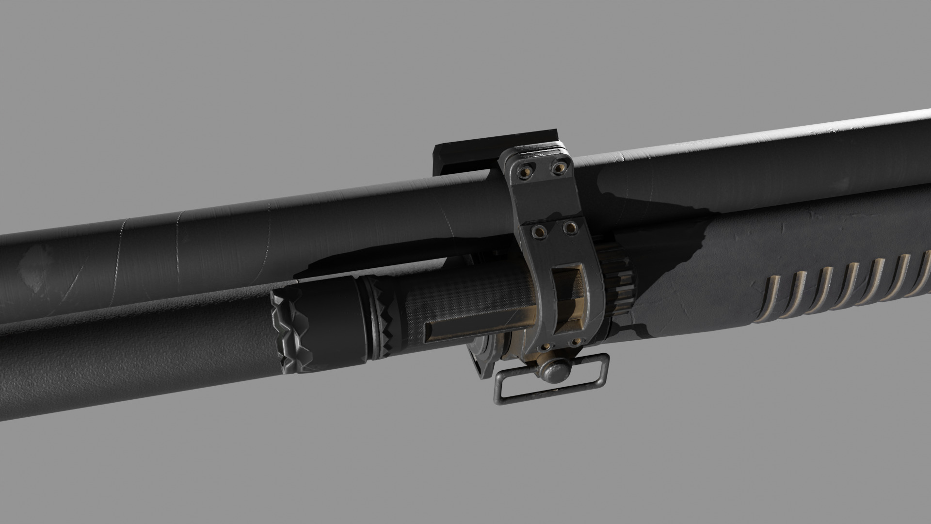 Benelli M4 Low-poly 3D model_3