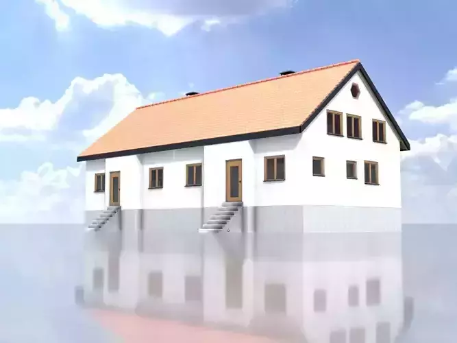 Modern multi-family house version 1 Low-poly 3D model