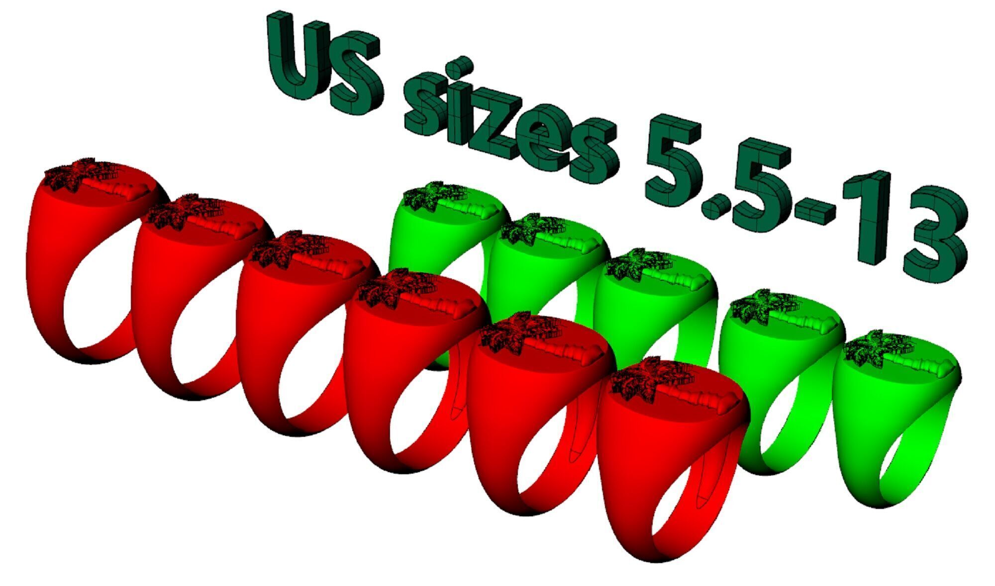 Mens Palm Tree Signet Ring  Three options  3D print model_5