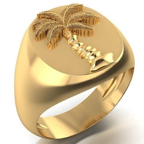 Mens Palm Tree Signet Ring  Three options  3D print model