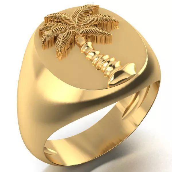 Mens Palm Tree Signet Ring  Three options  3D print model_0