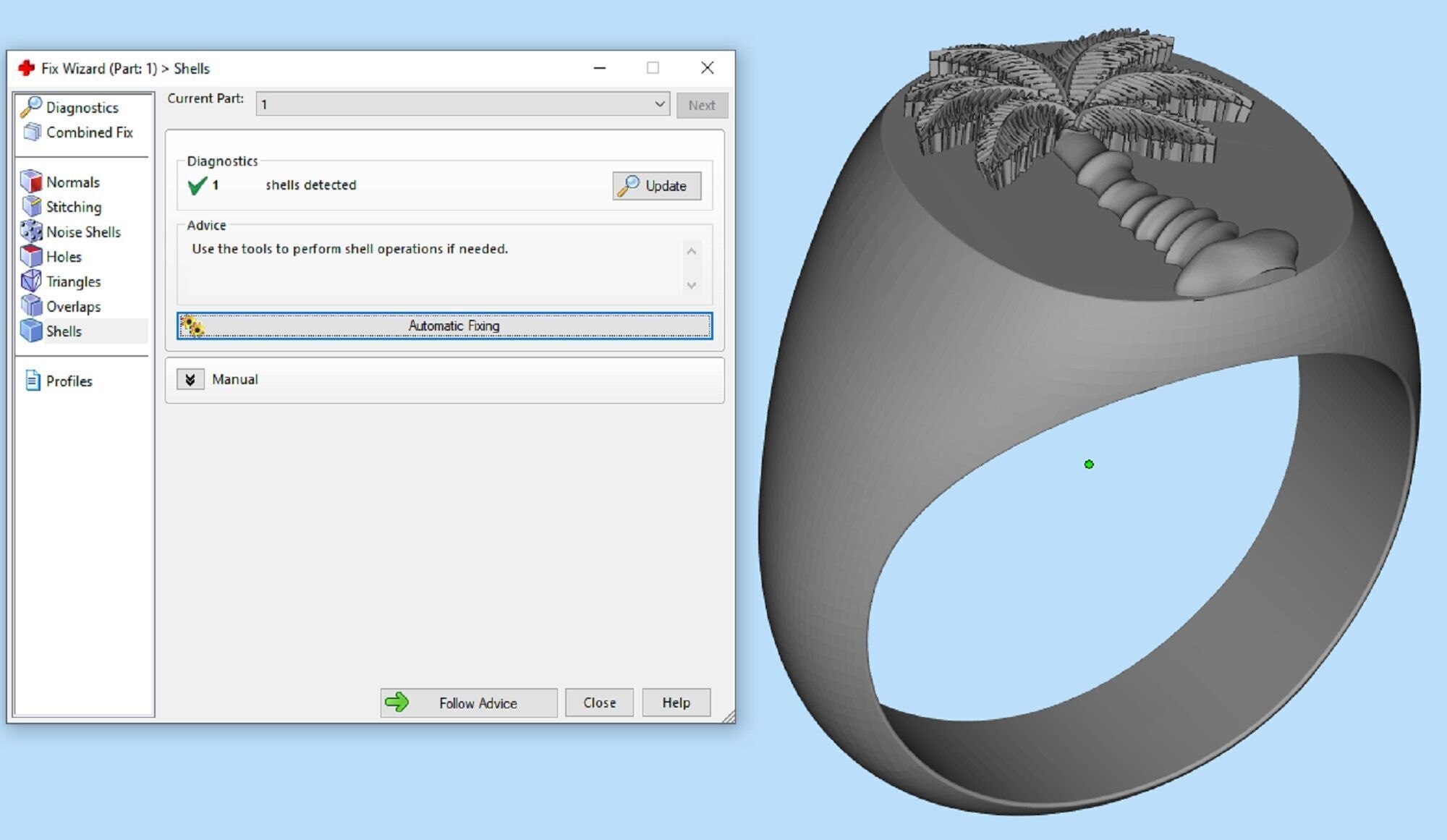 Mens Palm Tree Signet Ring  Three options  3D print model_7