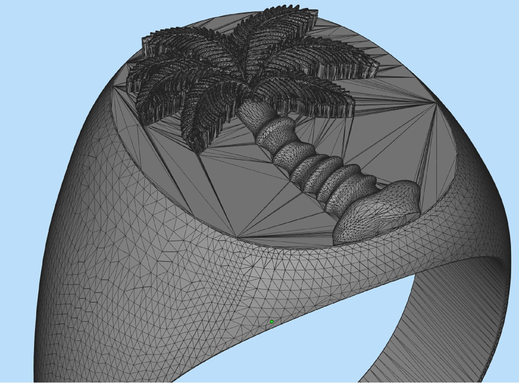 Mens Palm Tree Signet Ring  Three options  3D print model_6