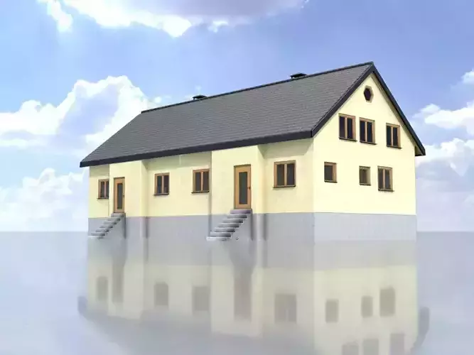 Modern multi-family house version 2 Low-poly 3D model