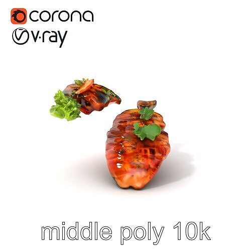 Gourmet BBQ Wooden Serving Plate model pack Low-poly 3D model
