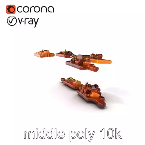 Boutique BBQ Spread Premium Dining Wooden Boards model pack