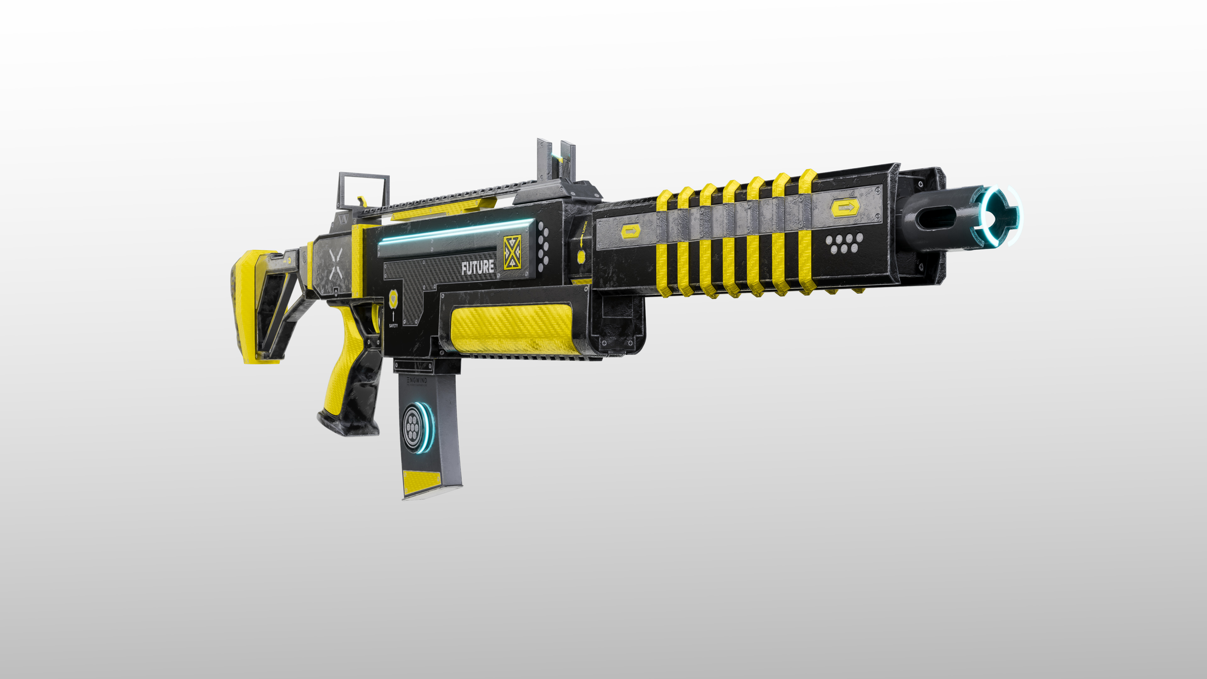 Sci-Fi Rifle Low-poly 3D model_1