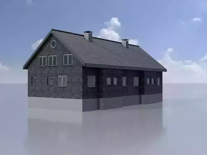 Modern multi-family house version 3 Low-poly 3D model