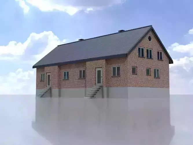 Modern multi-family house version 4 Low-poly 3D model