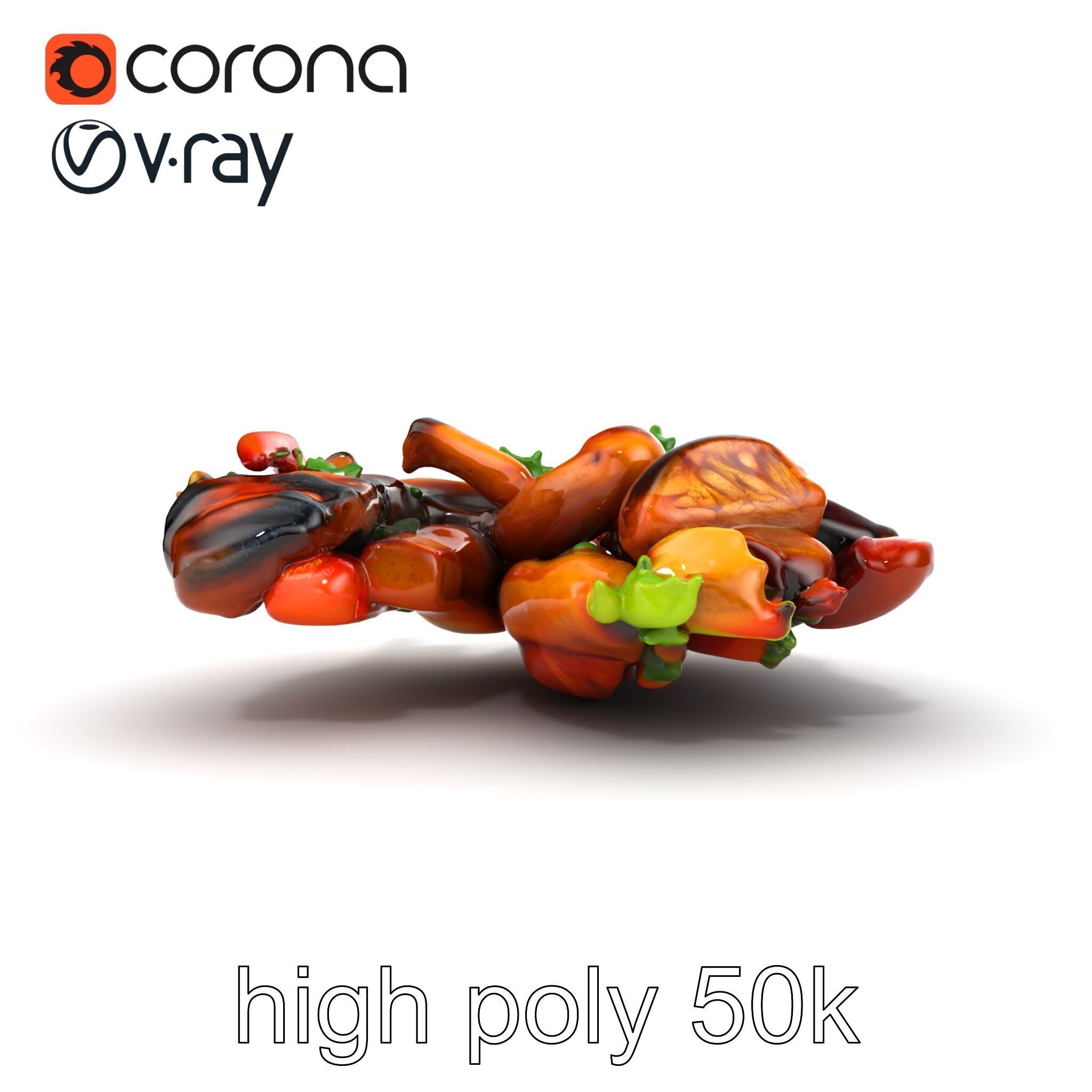 Gourmet BBQ Cuisine Presentation model pack Low-poly 3D model_31