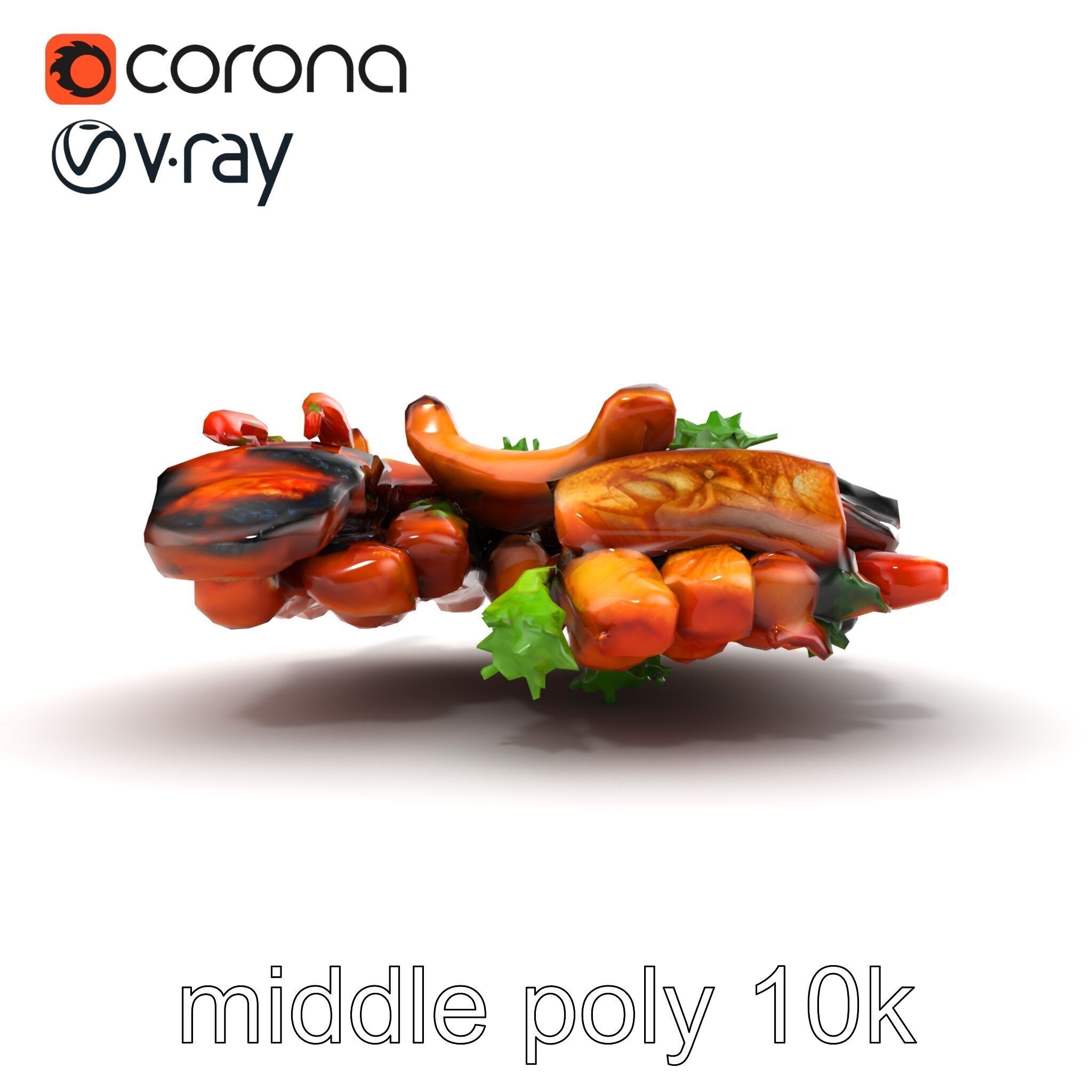 Gourmet BBQ Cuisine Presentation model pack Low-poly 3D model_22