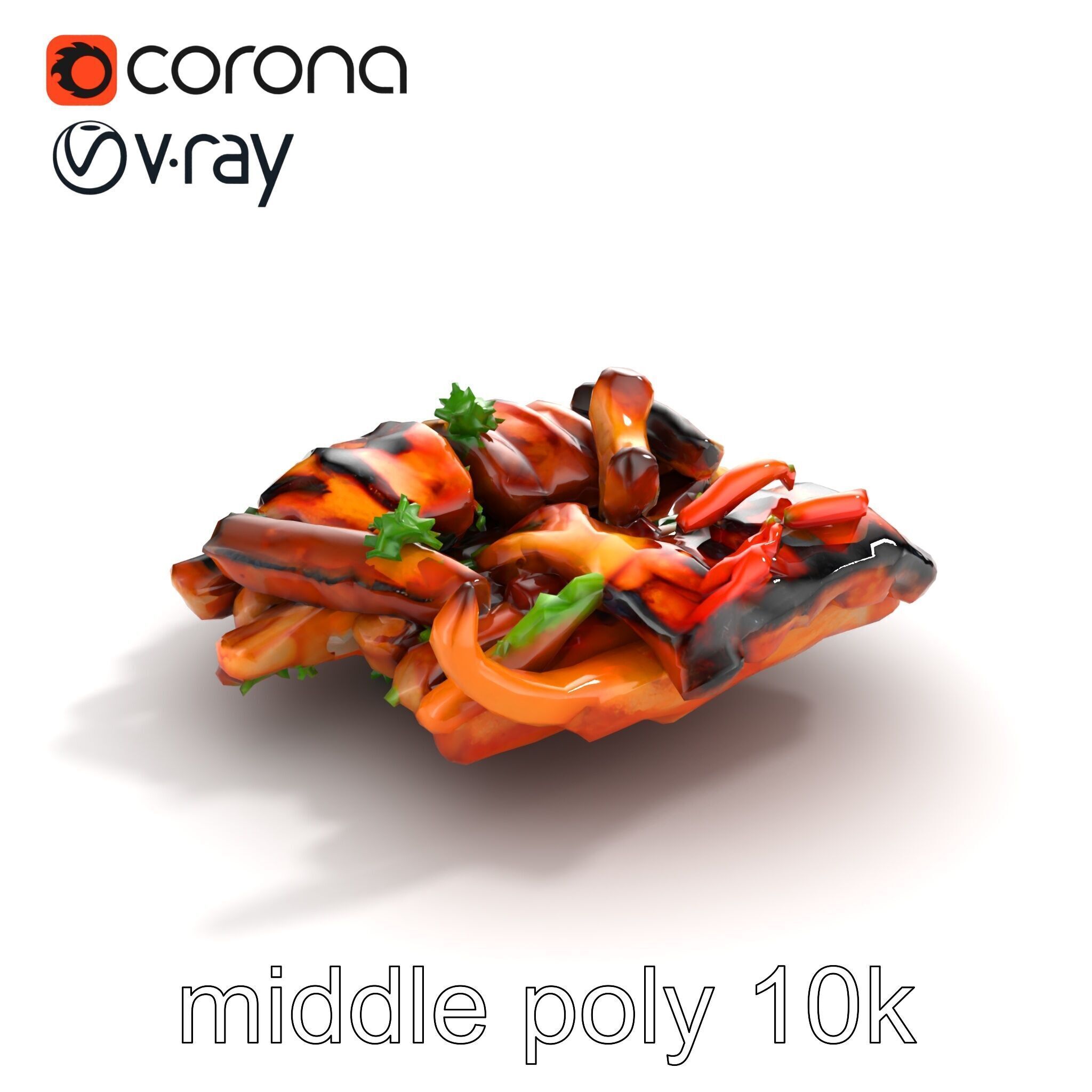 Gourmet BBQ Cuisine Presentation model pack Low-poly 3D model_8