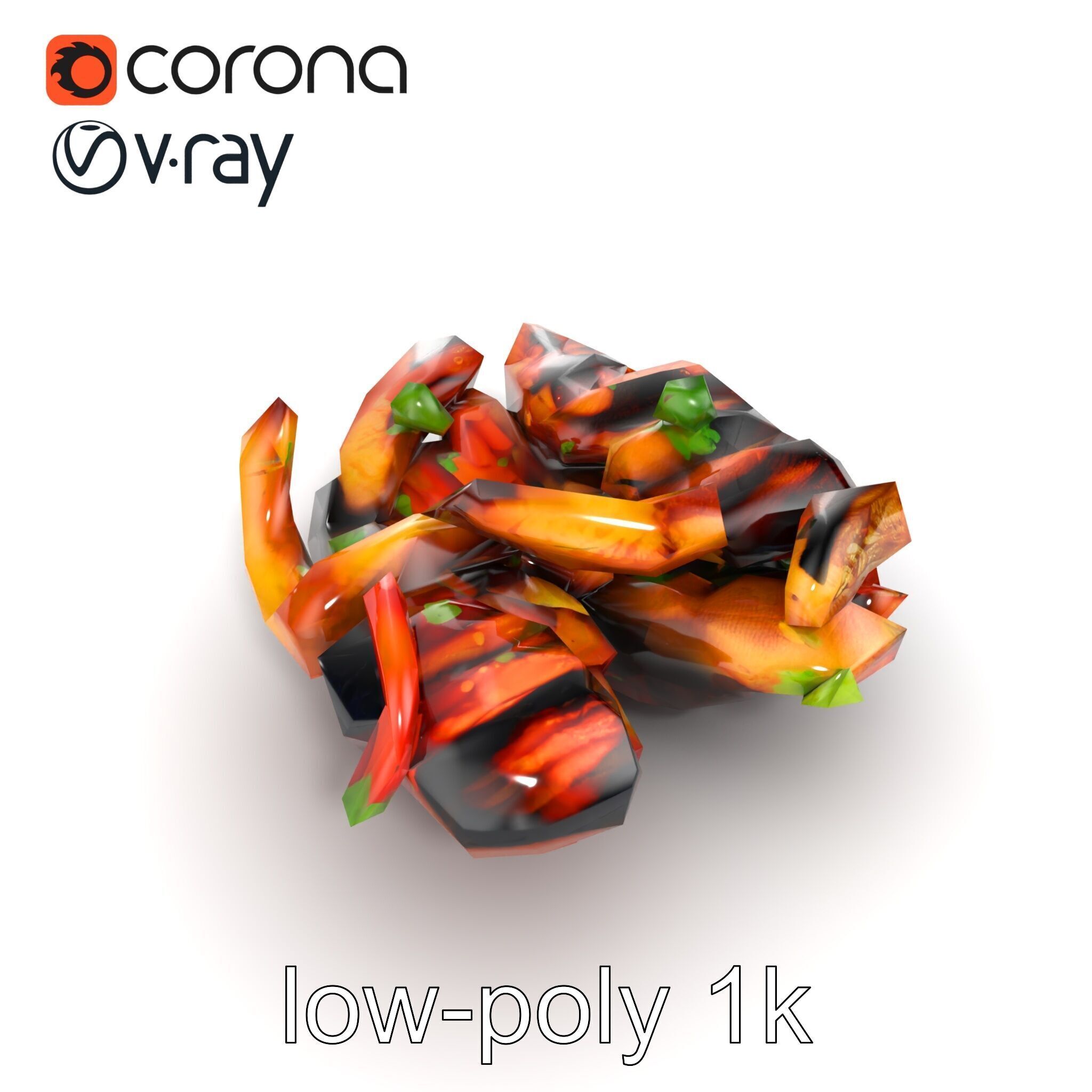 Gourmet BBQ Cuisine Presentation model pack Low-poly 3D model_14