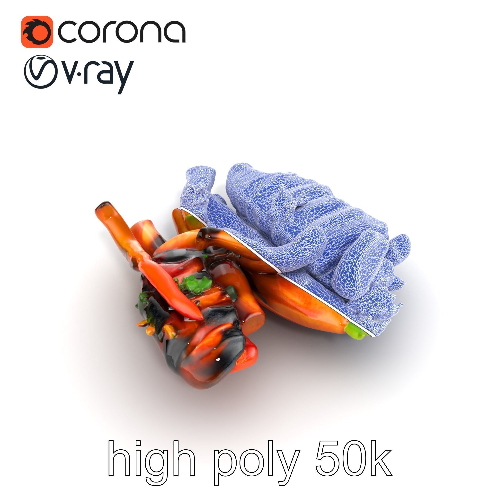 Gourmet BBQ Cuisine Presentation model pack Low-poly 3D model_12