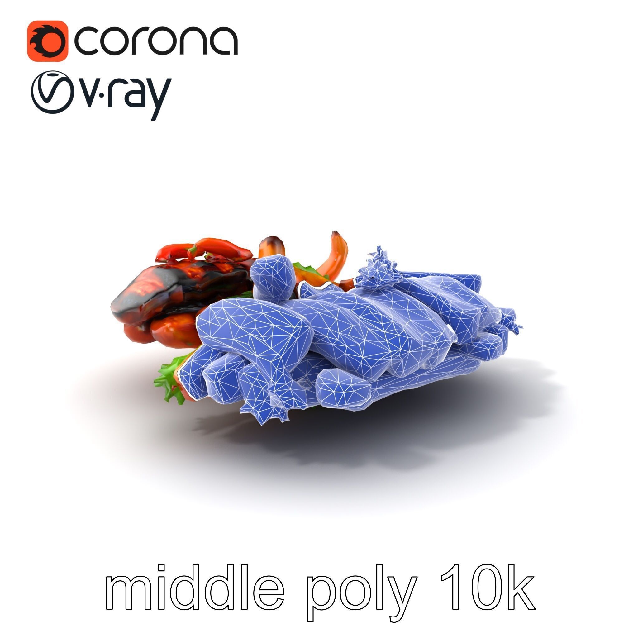 Gourmet BBQ Cuisine Presentation model pack Low-poly 3D model_6