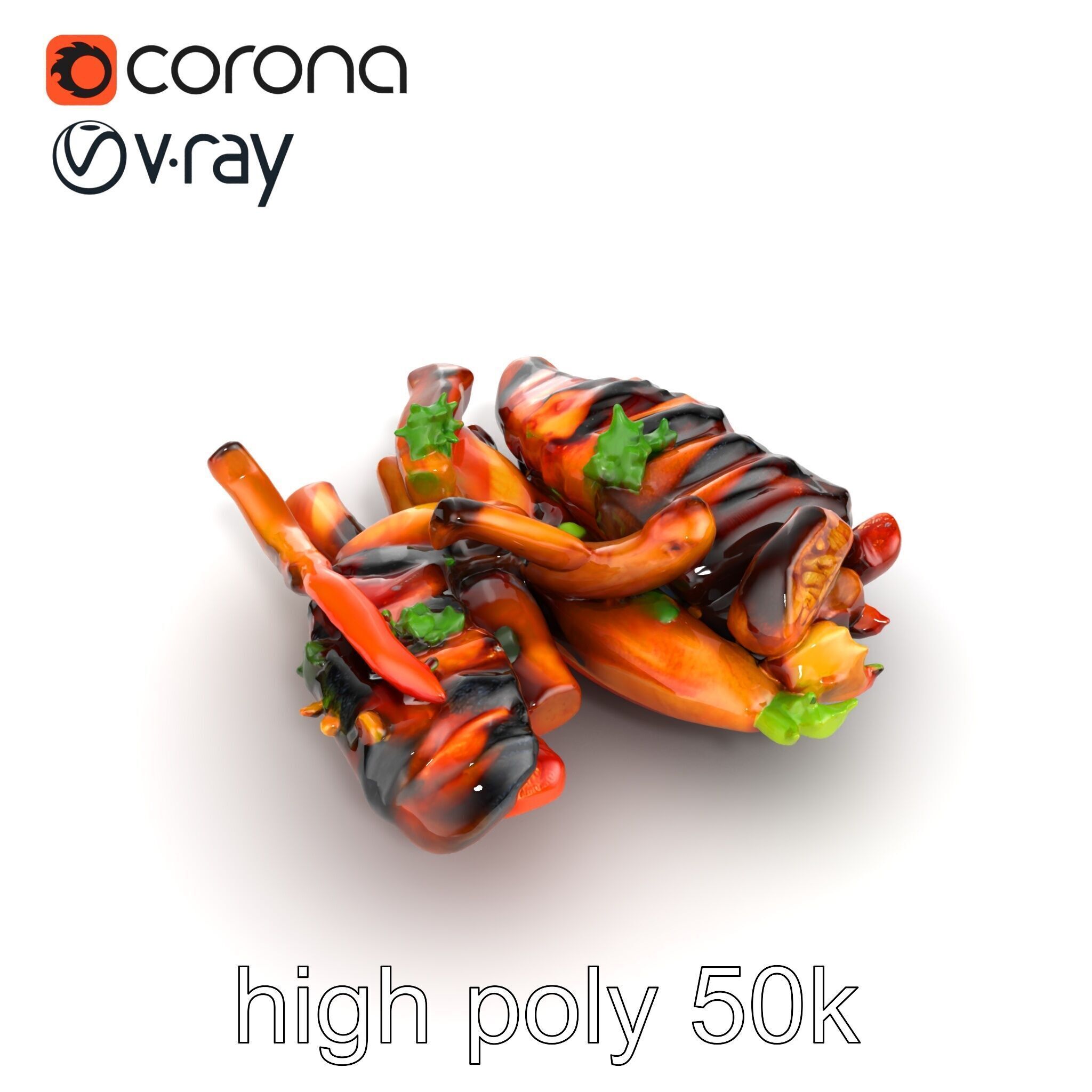 Gourmet BBQ Cuisine Presentation model pack Low-poly 3D model_24