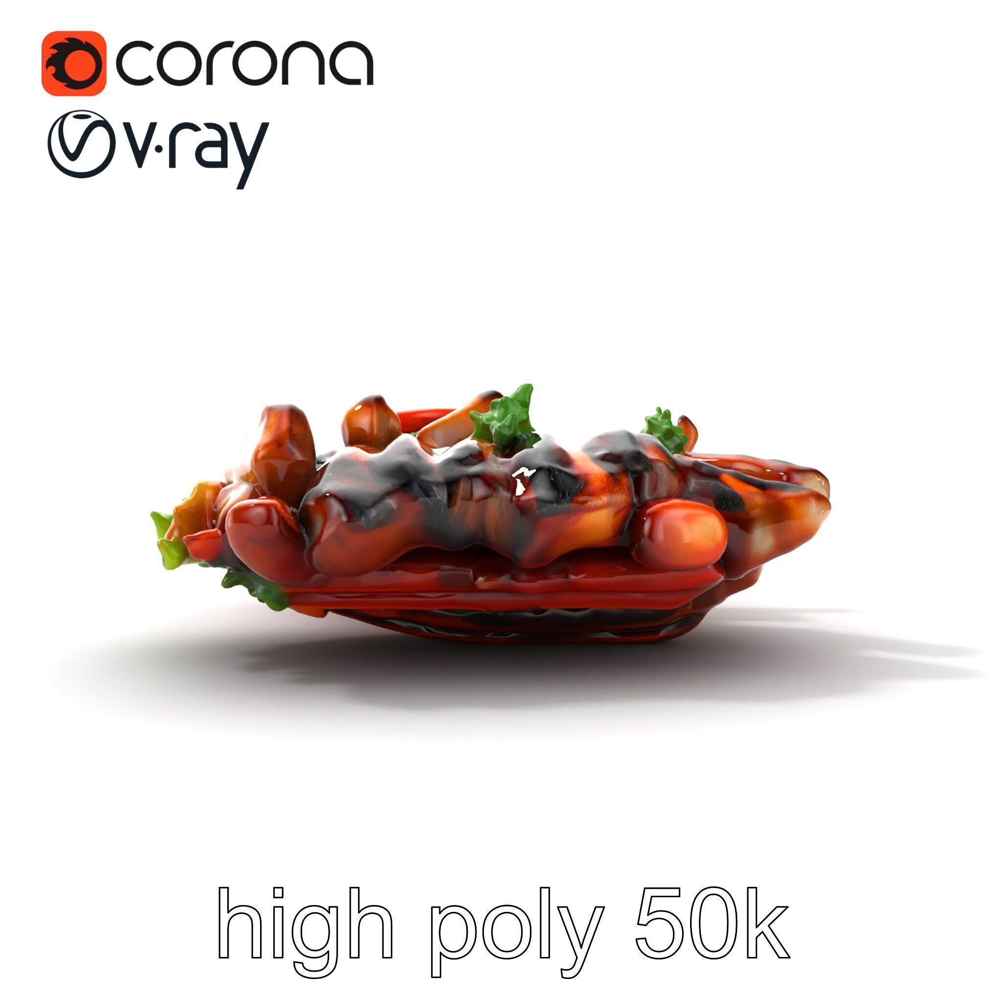 Gourmet BBQ Cuisine Presentation model pack Low-poly 3D model_17