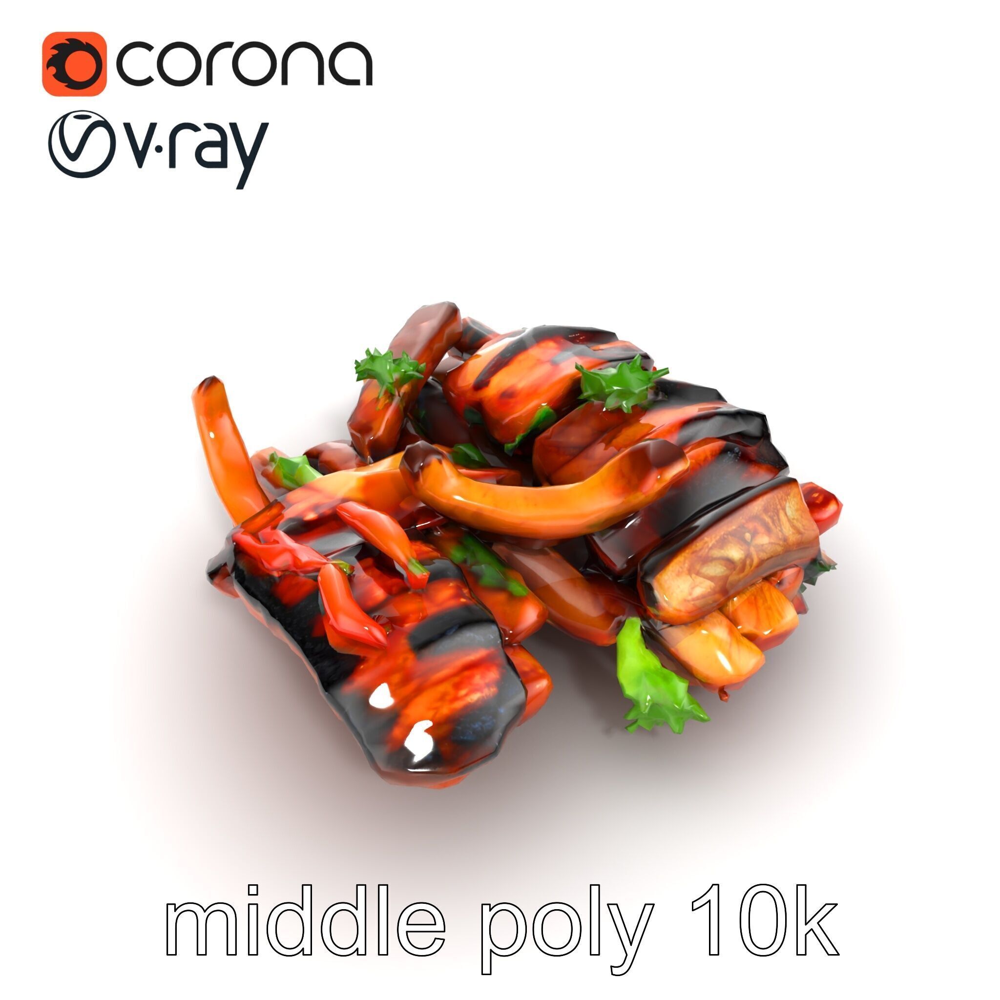 Gourmet BBQ Cuisine Presentation model pack Low-poly 3D model_19