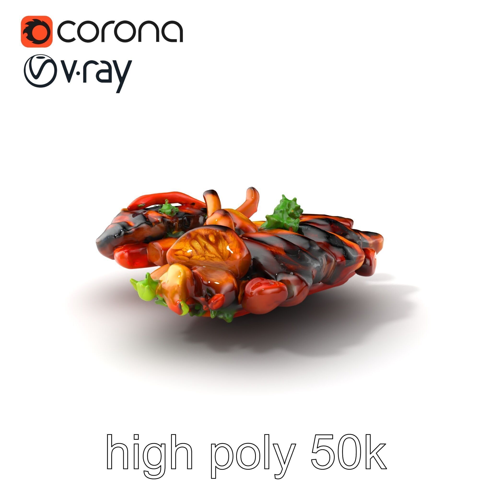 Gourmet BBQ Cuisine Presentation model pack Low-poly 3D model_2