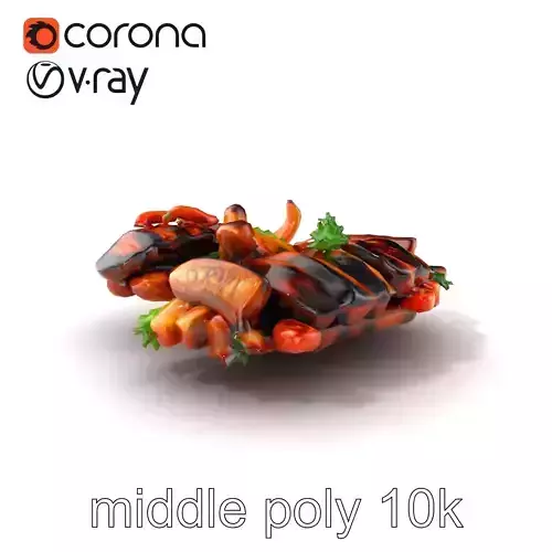 Gourmet BBQ Cuisine Presentation model pack Low-poly 3D model