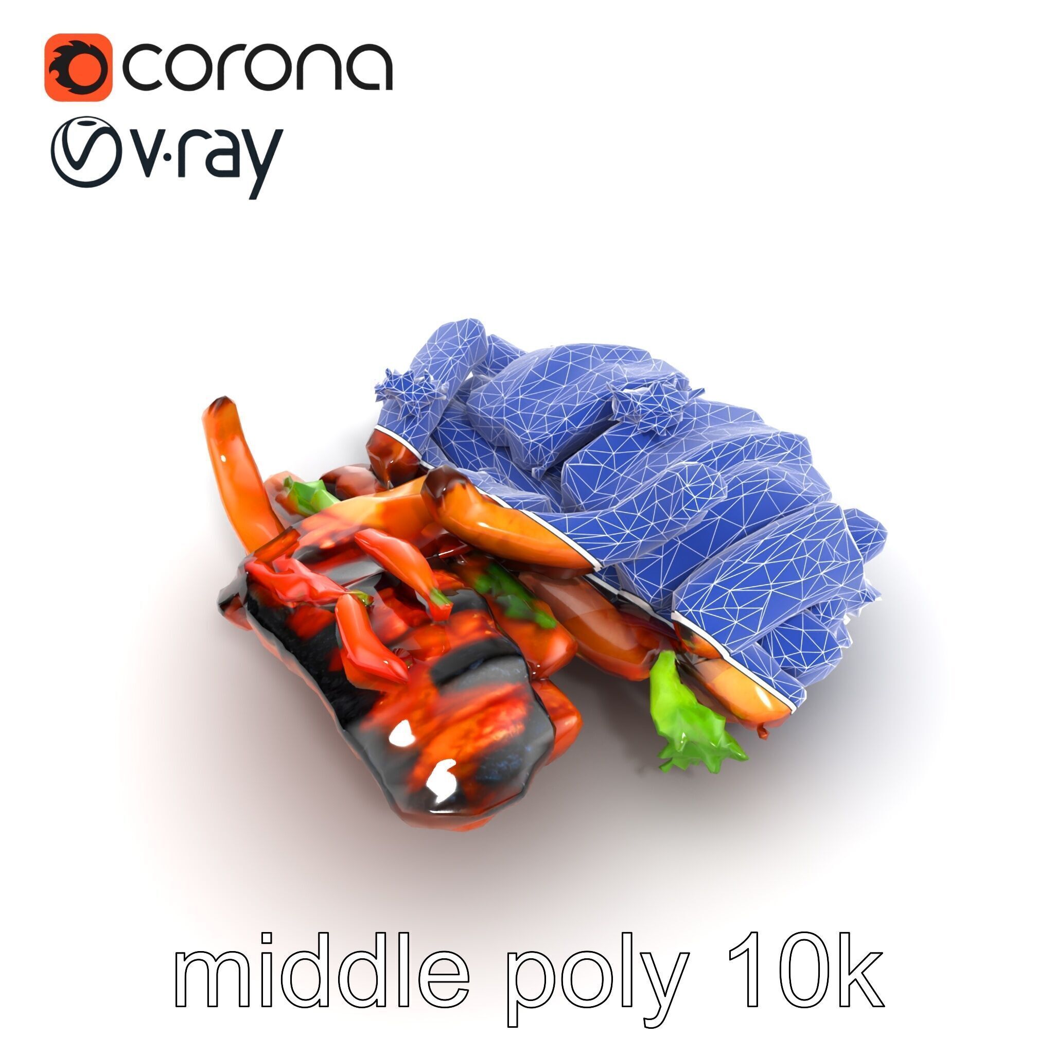 Gourmet BBQ Cuisine Presentation model pack Low-poly 3D model_32