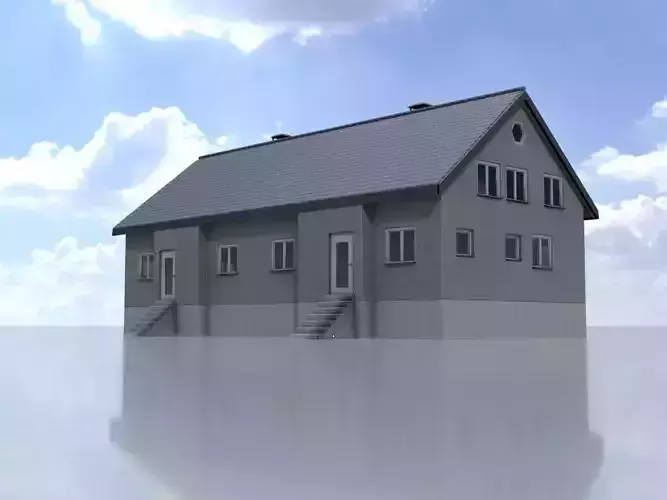 Modern multi-family house version 5 Low-poly 3D model