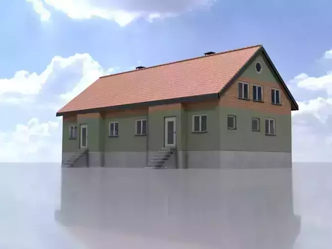 Modern multi-family house version 6 Low-poly 3D model