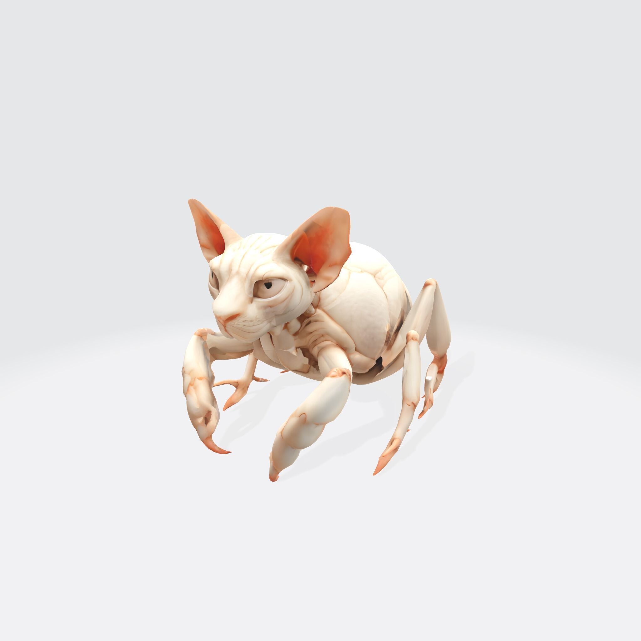 Hybrid Sphynx Cat Creature with Insect Legs 3D model_1