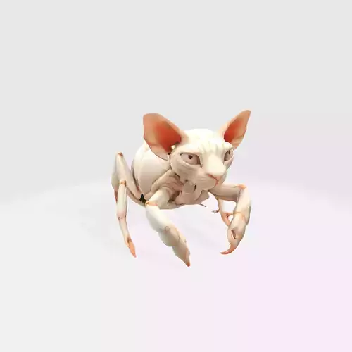 Hybrid Sphynx Cat Creature with Insect Legs