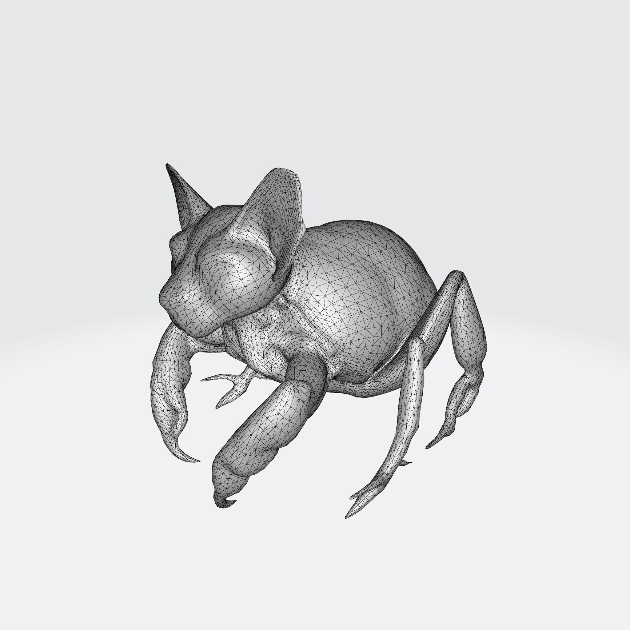 Hybrid Sphynx Cat Creature with Insect Legs 3D model_5
