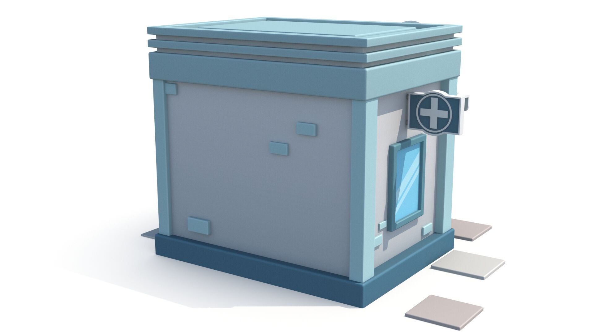 Cartoon pharmacy Low-poly 3D model_3
