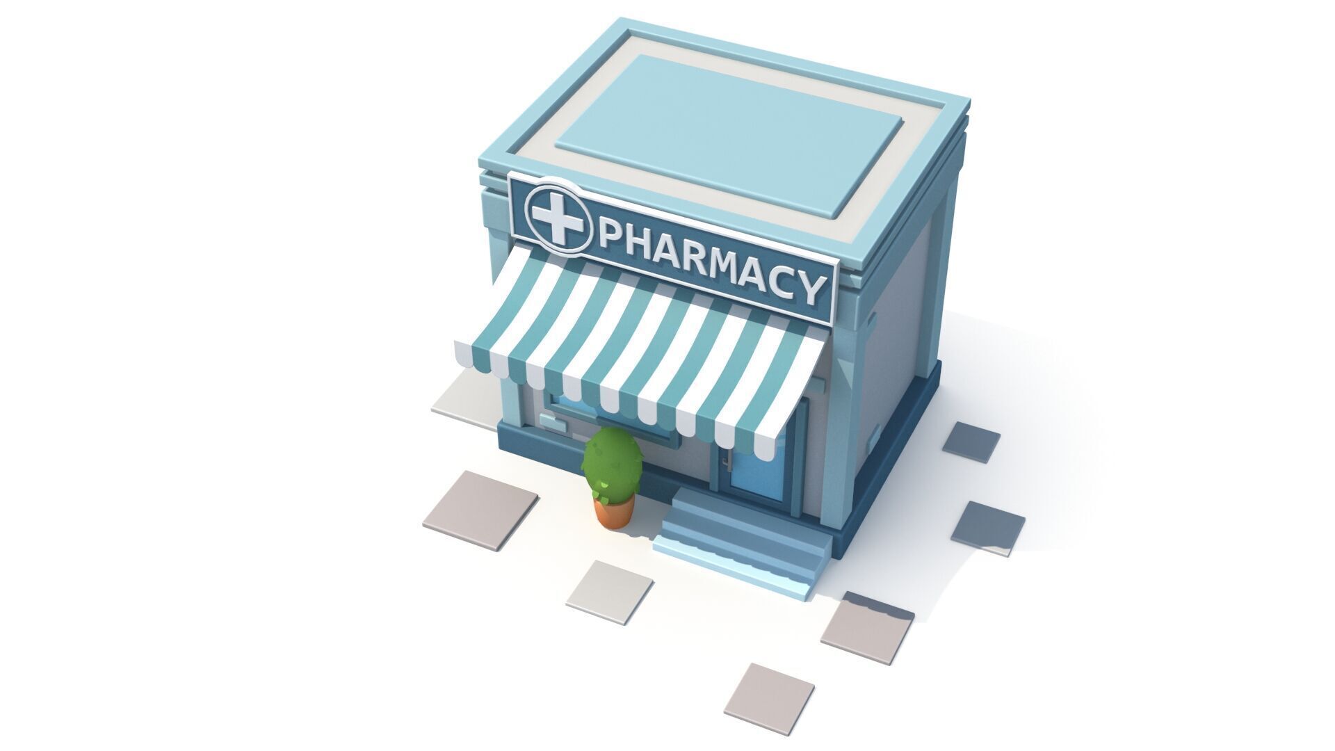 Cartoon pharmacy Low-poly 3D model_5