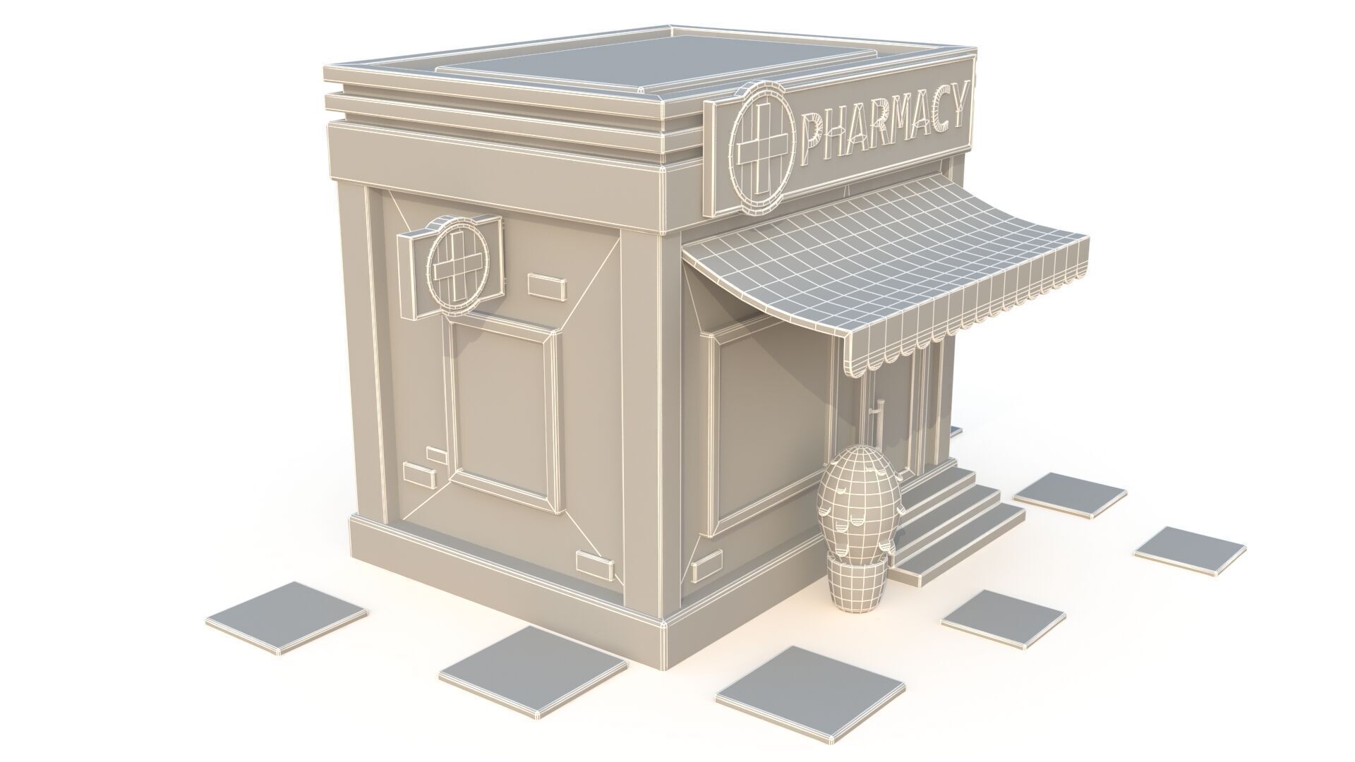 Cartoon pharmacy Low-poly 3D model_11