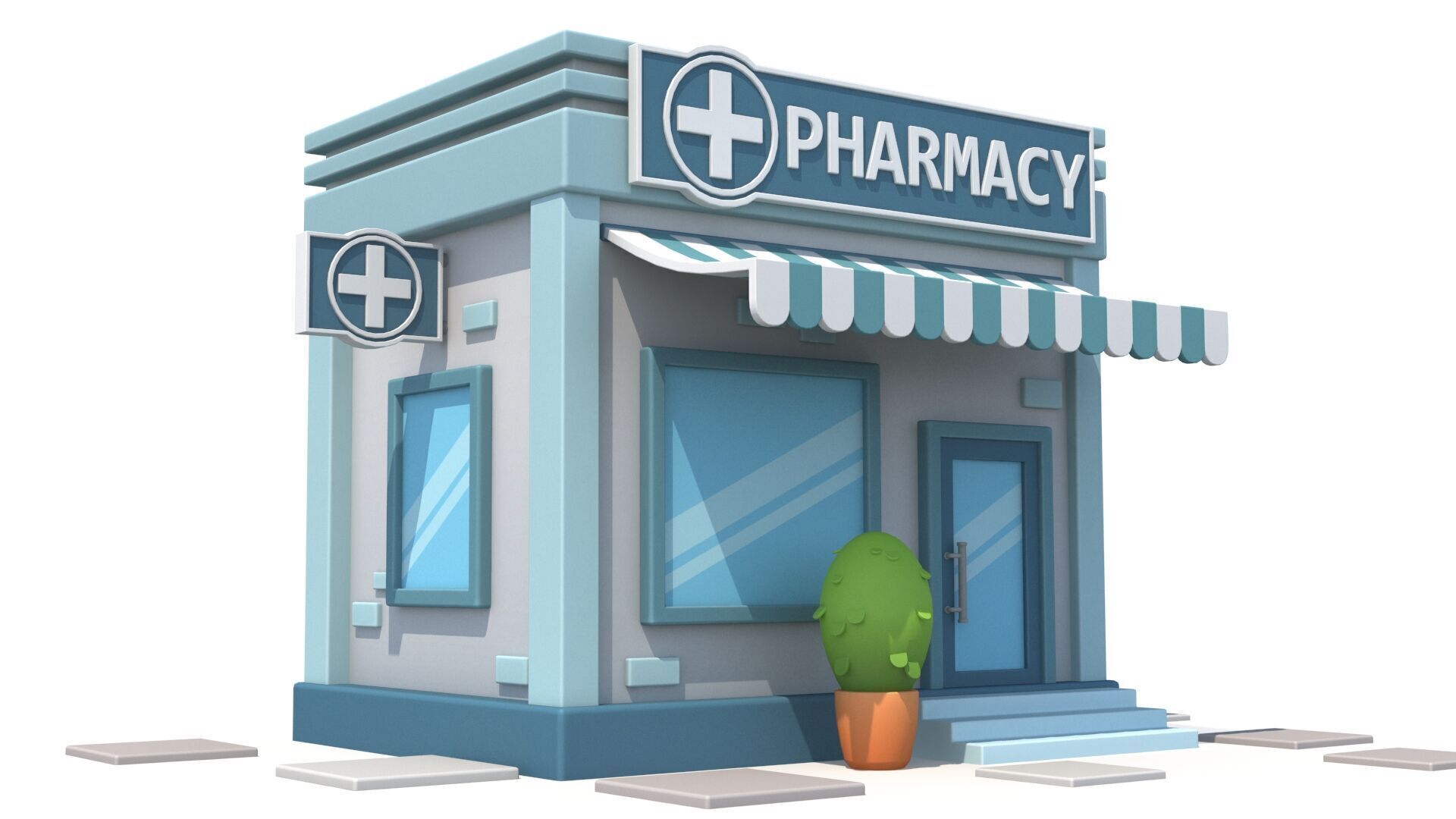 Cartoon pharmacy Low-poly 3D model_7