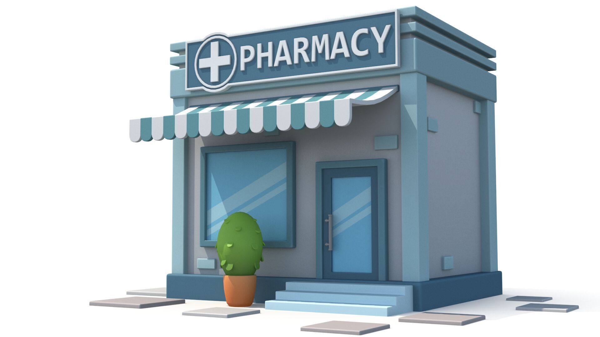 Cartoon pharmacy Low-poly 3D model_6