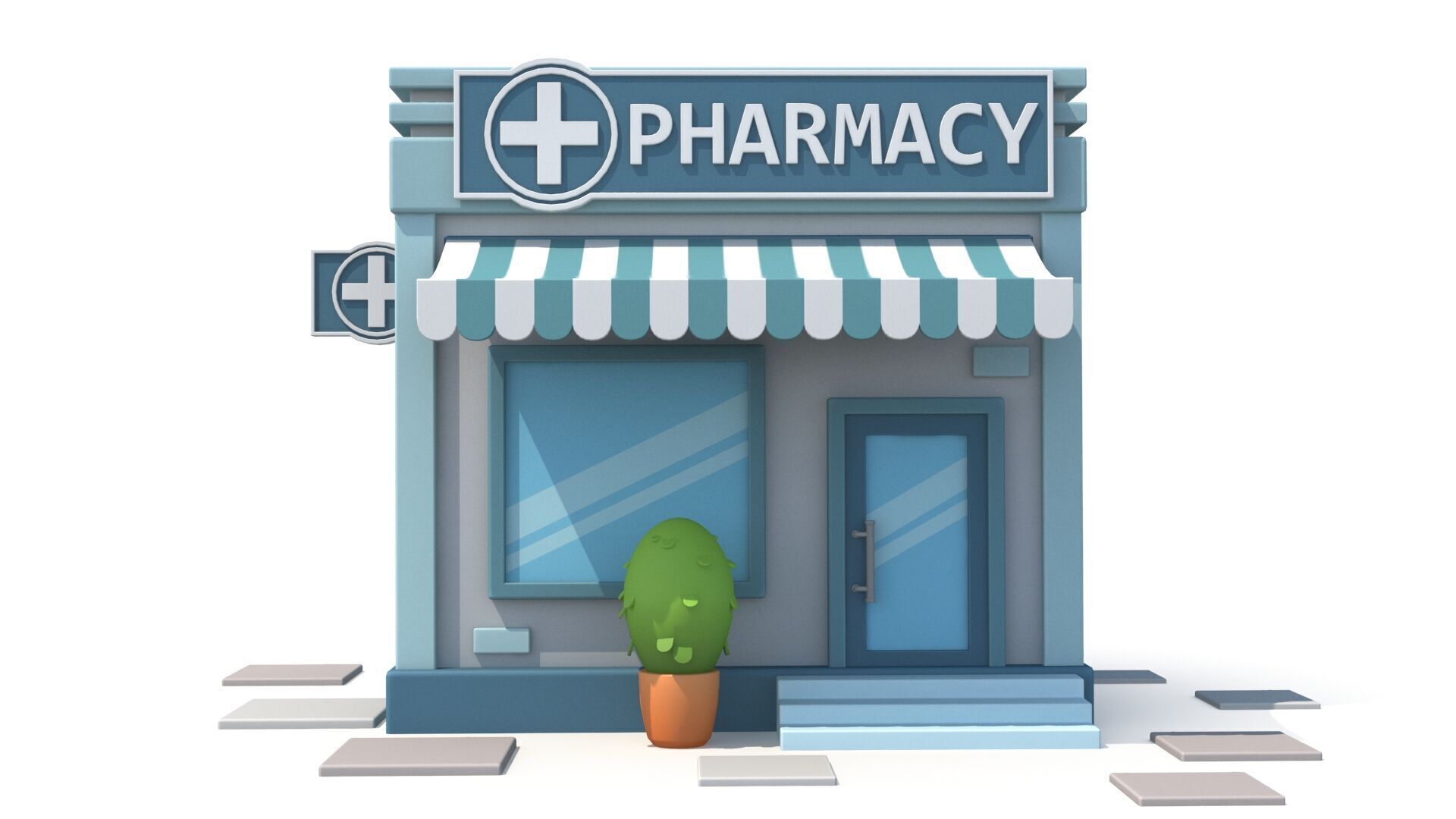 Cartoon pharmacy Low-poly 3D model_8