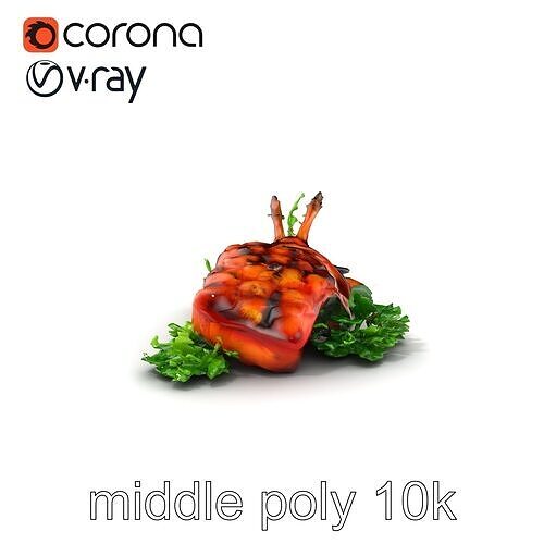 Fine Dining BBQ Meat and Fish Cuisine model pack Low-poly 3D model
