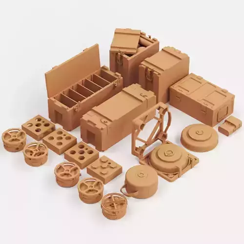 WWII US antitank mine kit and boxes 3D print model