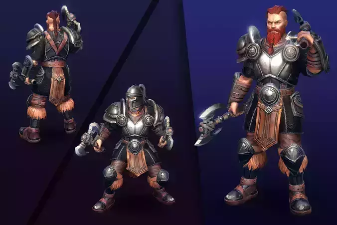 Stylized Human Barbarian Low-poly 3D model
